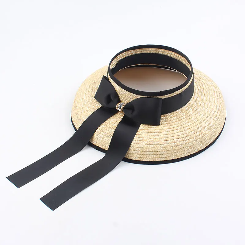 2020 Summer Fashion Ladies Hats Women Straw Hat Visors Large Brim Bowknot Ribbon Adjustable Sun Beach Holiday Chapeau Cap | Аксессуары