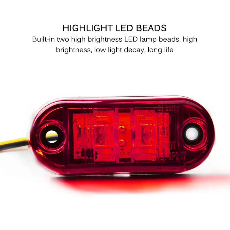 Red 2 LEDs Side Marker Lamp Tail Brake Light for Car Truck Trailer Lorry Bus Van Pickup Signal Waterproof light 2019 | Автомобили и