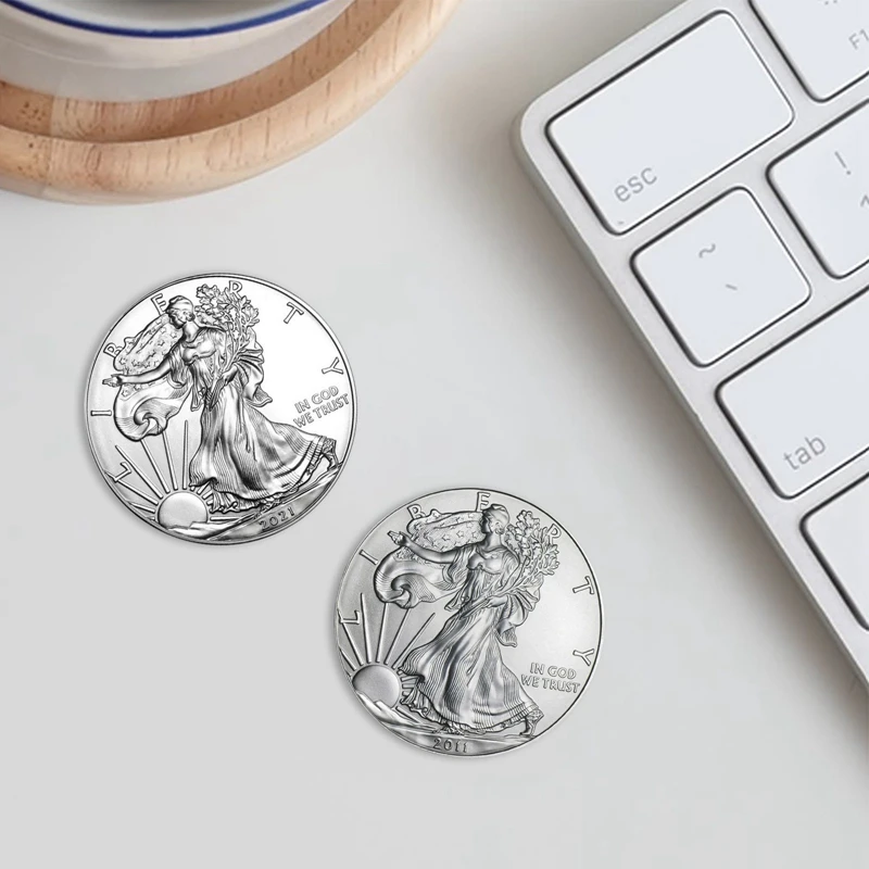 

2011~2021 American Statue of Liberty Eagle Coin Silver Plated Commemorative Coin 40mm x 3mm Collection New Gift Home Decoration