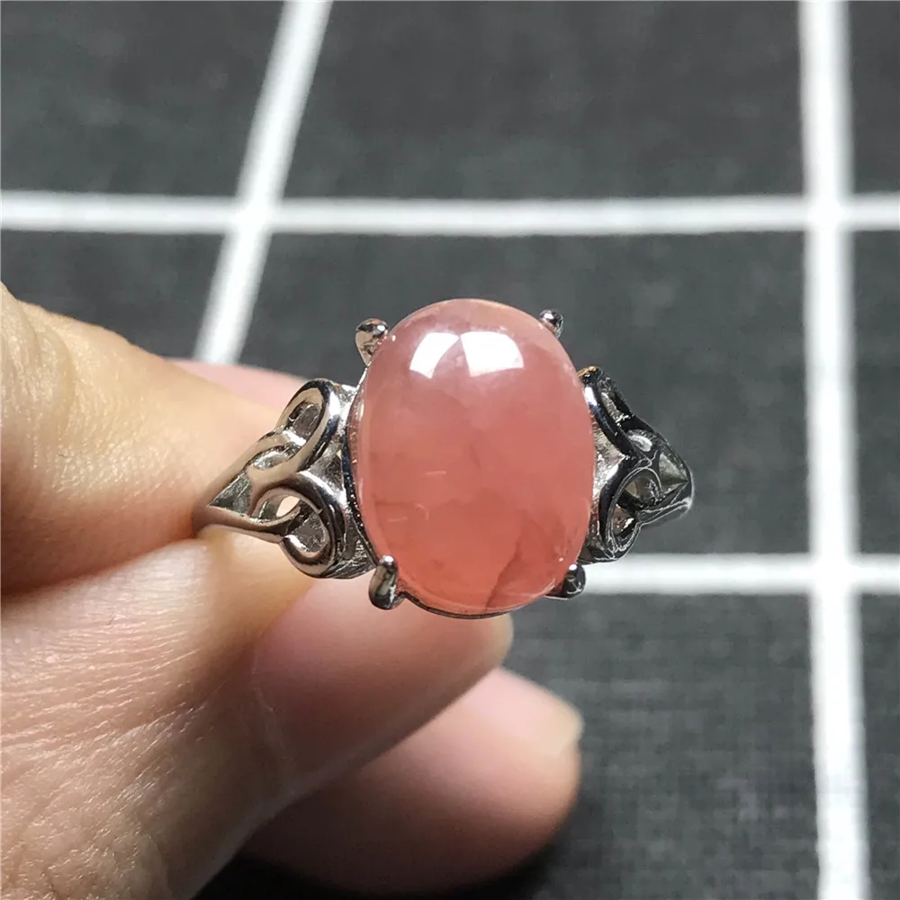 

11x8mm Top Natural Red Rhodochrosite Ring Jewelry For Woman Man Argentina Oval Beads Silver Crystal Stone Adjustable Ring AAAAA