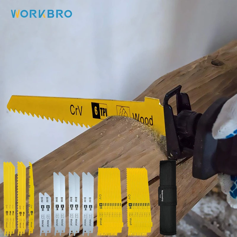 

WORKBRO 36Pack Reciprocating Saw Blades Pruning Saw Blade for Wood Metal Plastic Sawsall Blades Set for DeWalt Bosch Makita Etc