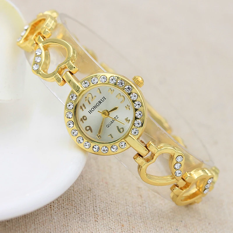 Женские кварцевые часы с браслетом в форме сердца|Женские часы-браслеты| |