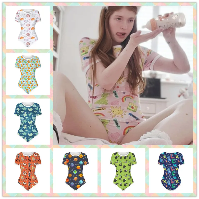 

Abdl onesie Хэллоуин динозавр слитный ddlg Мультфильм Монстр узор пользовательские взрослые малыши Женщины Повседневная Пижама маленький космос