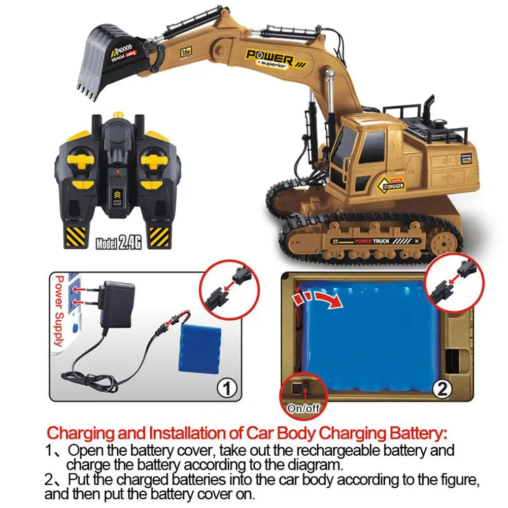

2.4G 1:18 RC Excavator Engineering Tractor Truck Toys Boys Simulation Remote Control Car Model Toy For Children New Year Gift