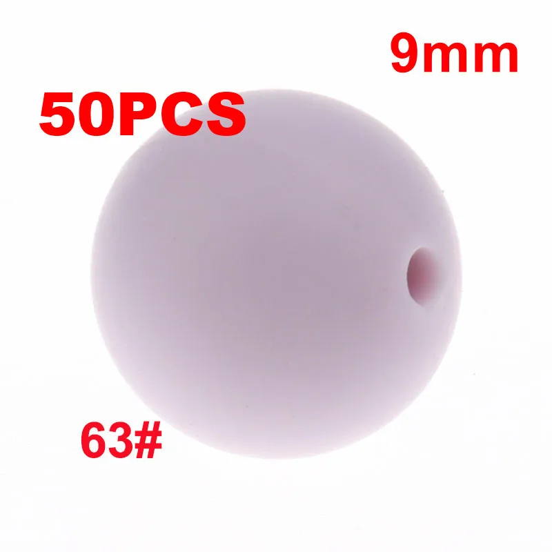 63 Lilac Purple QHBC 50 шт. Силиконовые Круглые Бусины 9 мм Жемчуг Bpa бесплатно жевательные Детские Прорезыватели ожерелье аксессуары цепочка для соски DIY Уход игрушка Kralen - Цвет: 63 Lilac Purple