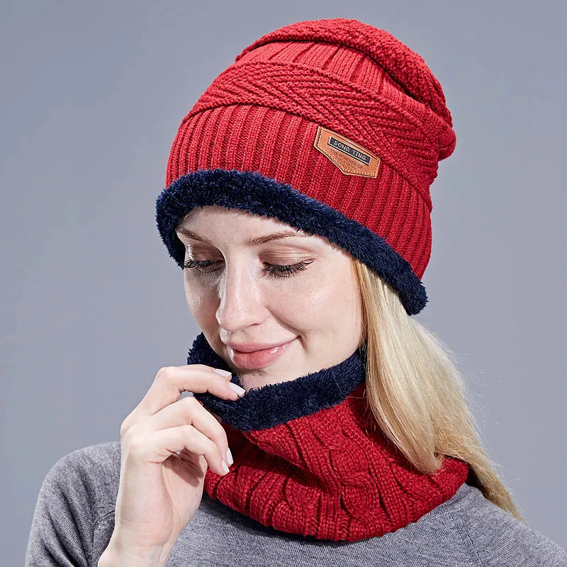 Осенне-зимние шапки, шарфы для мужчин и женщин, бархатные плотные вязаные шапки с защитой шеи, шапки, шапки, 2021