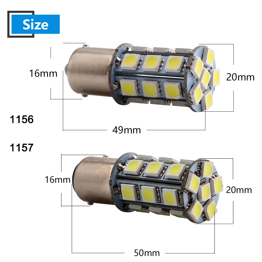 50 шт. P21W 24V Белый 5050 24 SMD светодиодные лампы 1156 BA15S 1157 BAY15D P21/5 W BA15D авто автомобиль грузовик поворотник стоп стояночный фонарь