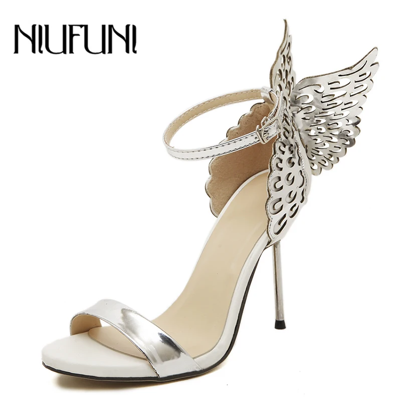 

Butterfly Wings Summer Peep Toe Pumps Female Sandals Stiletto High Heels Buckle Fashion Sandals Mujer Shoes For Women Size 35-40
