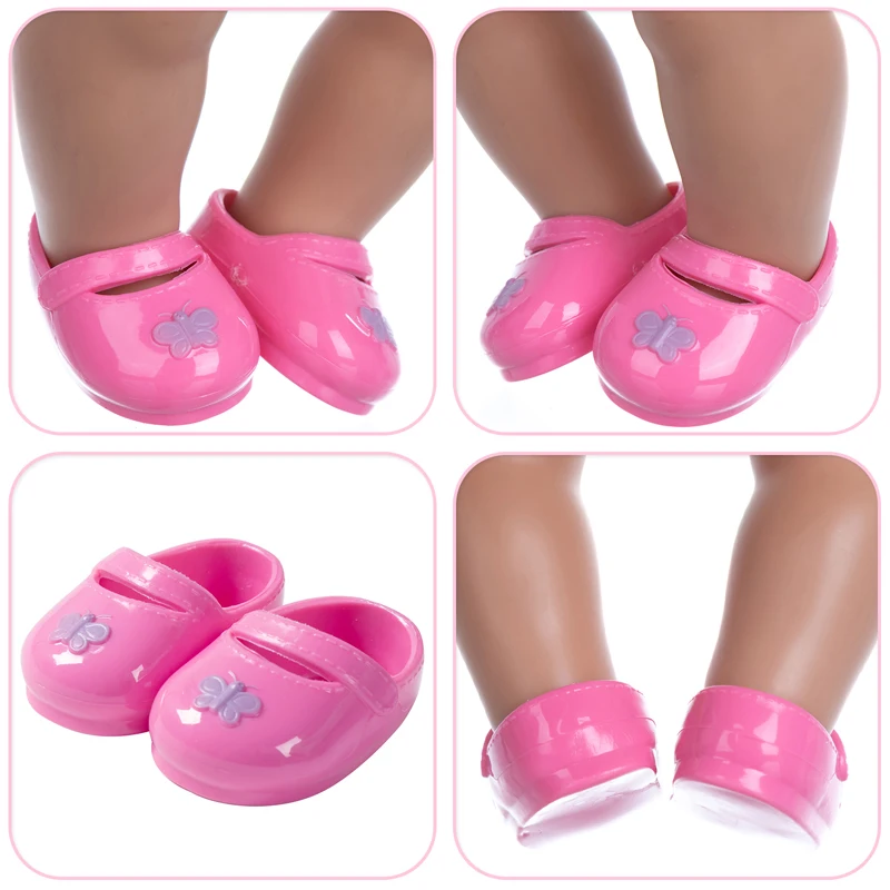 

2021 New Fit 18 inch 43cm Born New Baby Doll Clothes Accessories Pink Bow Sandals For Baby Birthday Gift