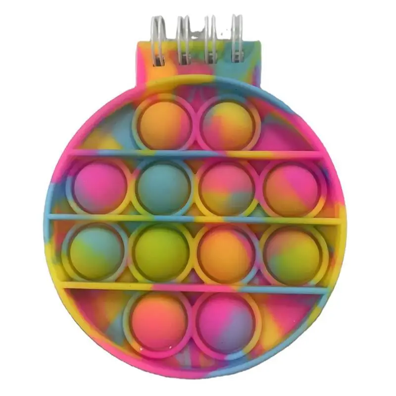 

Round Notebook Toys Notebook Push Up Finger Bubble Silicone Cover Notepad Student Supplies Decompression Notepad Fidget Toy