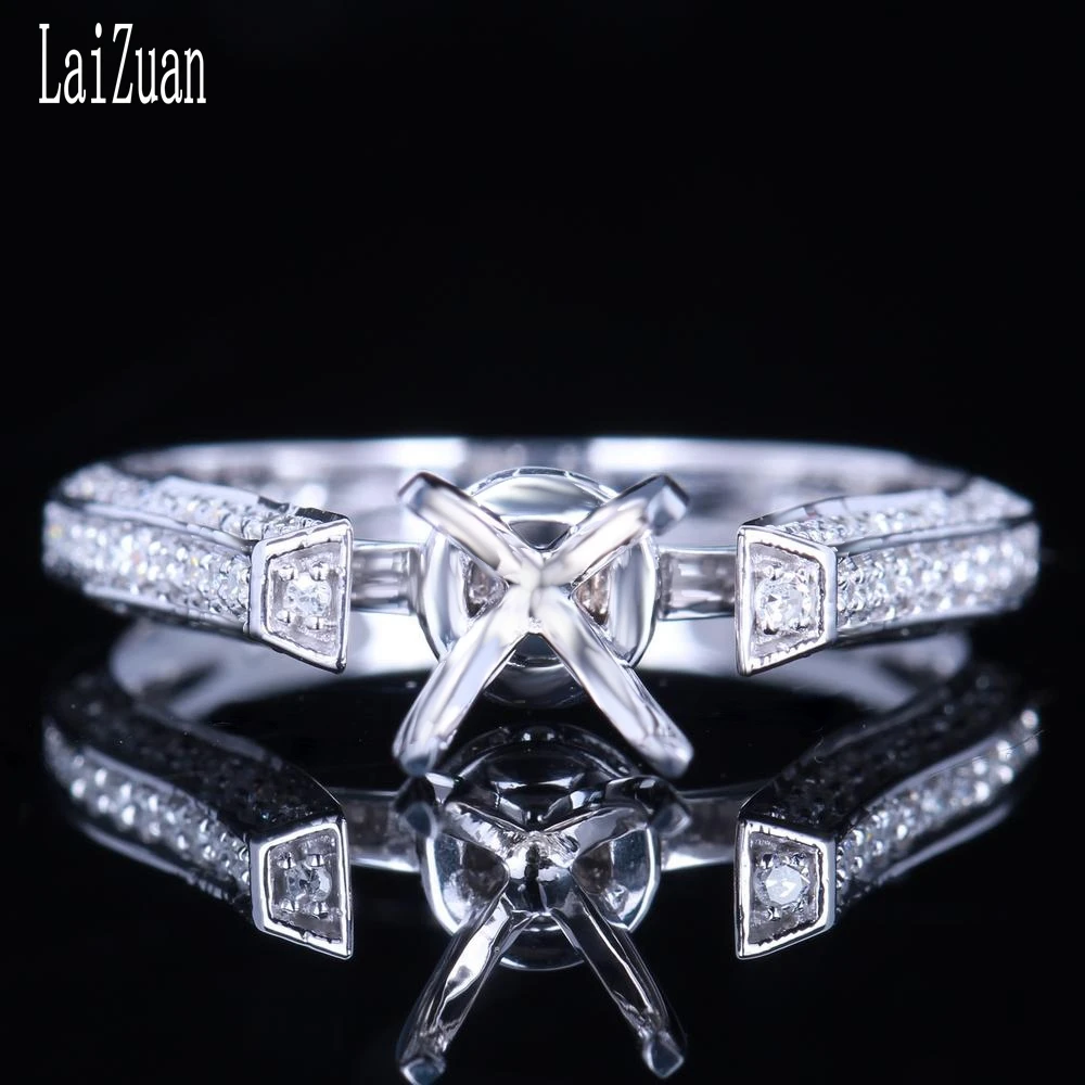 

LaiZuan 6-7mm Round Cut Solid 10k Yellow Gold Engagement Wedding Semi Mount Elegant Natural Diamonds Ring Setting Women