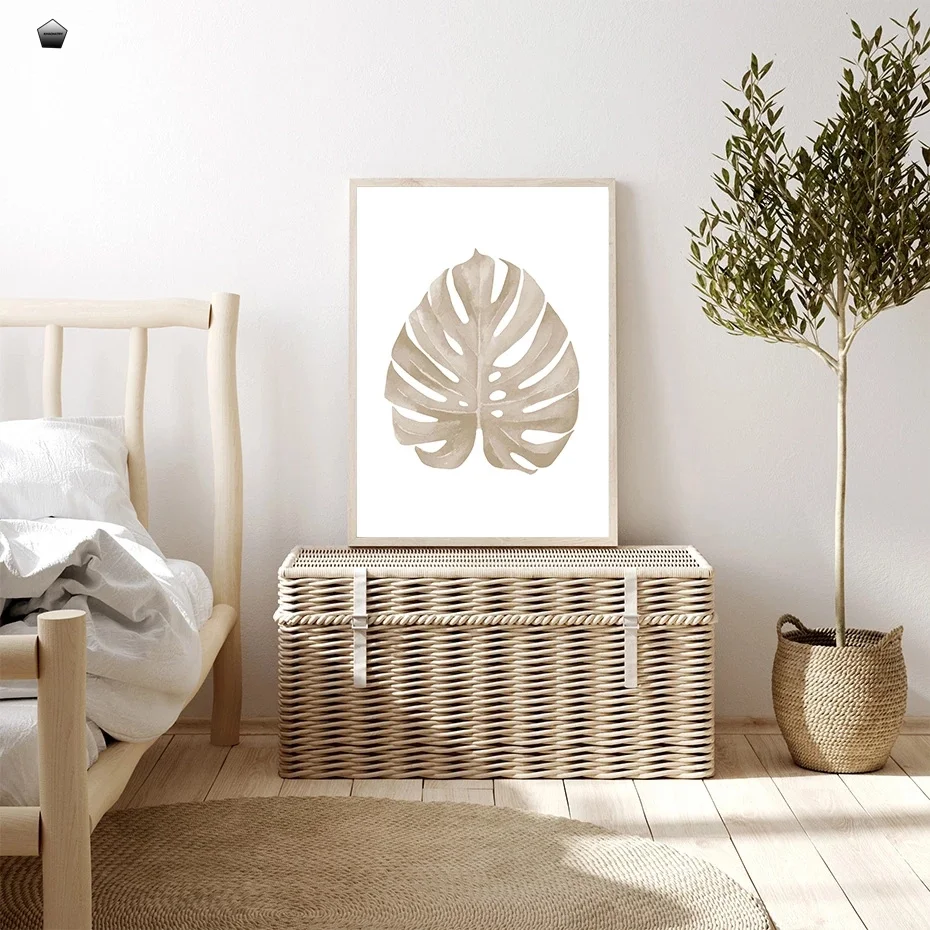 Настенный постер с изображением тропических листьев бежевых экзотических | Дом и