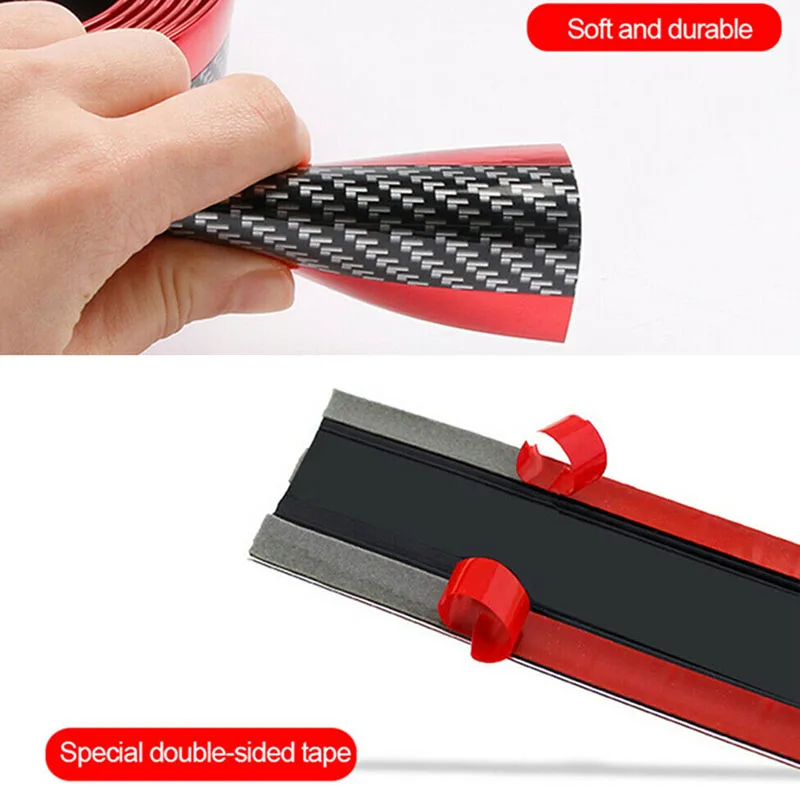 

1pc Car Door Sill Scuff Plate Guard Pedal Protector Strips High Quality 2.5m*3cm Carbon Fiber Red Anti-collision Strip For Cars