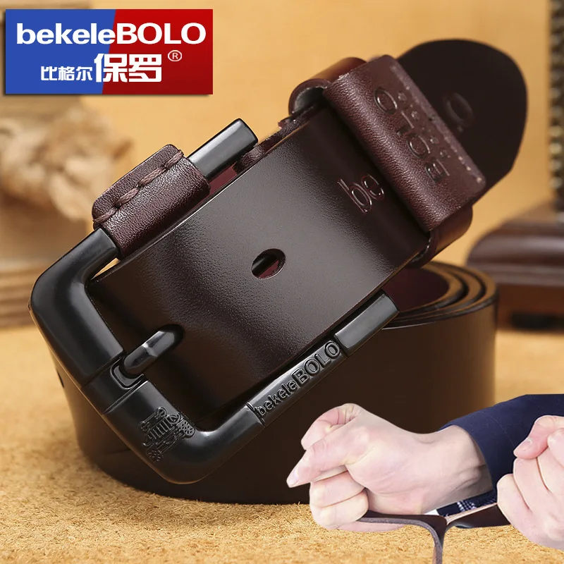 Мужской повседневный ремень из натуральной кожи с пряжкой язычком 2020|Мужские