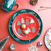 ceramic christmas plate personalized dessert plate creative christmas tree household noodle plate kitchen supplies