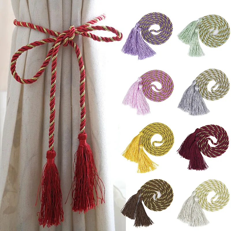 

2pcs Colorful Tieback Window Curtain Tassels Tiebacks Rope Hand-Woven Lanyard Strap Home Decoration Curtain Accessories