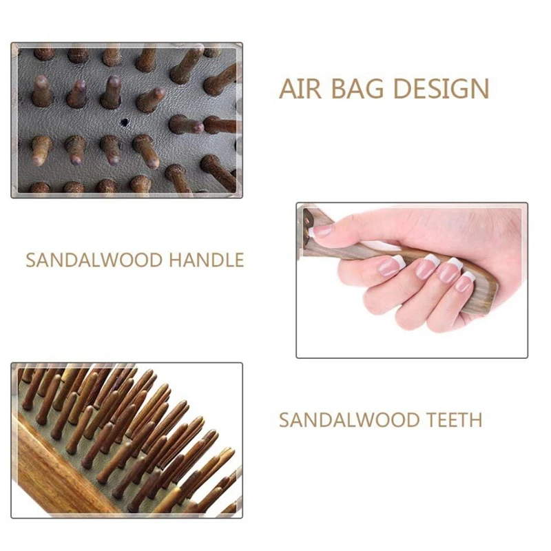 

Sandalwood Hair Brush Wooden Natural Handmade Detangling Massage Hair Comb with Gift Box