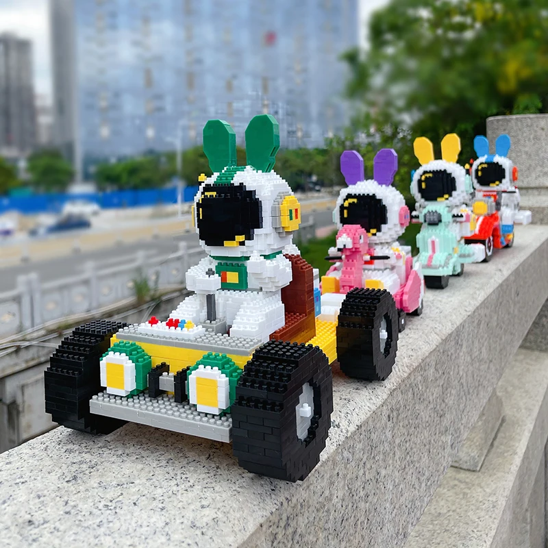 

Space Rabbit Astronaut Racing Car Motorcycle Scooter Animal Model Mini Diamond Blocks Bricks Building Toy for Children HC no Box