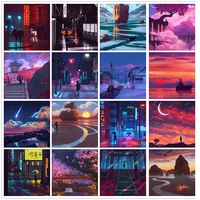 5d diy diamond painting cross stitch night city landscape mosaic scenery building full drill embroidery home decor