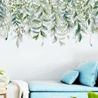 Зеленые листья настенные наклейки с виноградной лозой, для гостиной, спальни, ТВ, дивана, фон, самоклеящиеся наклейки на стены, Съемные Виниловые настенные росписи