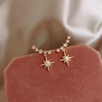 fashion silver plated star pendant earrings sweet shining zircon earrings elegant girl casual party jewelry birthday gift