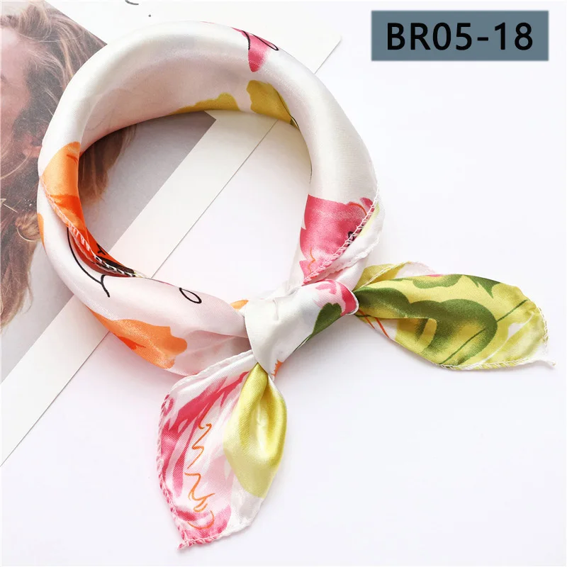 BR05-18 Женский квадратный шарф, 50*50 см, подходит ко всему, обертывания, элегантные, цветочные, в полоску, весна-лето, для женщин, обтягивающие, на голову, на шею, повязка на голову, шейный платок - Цвет: BR05-18