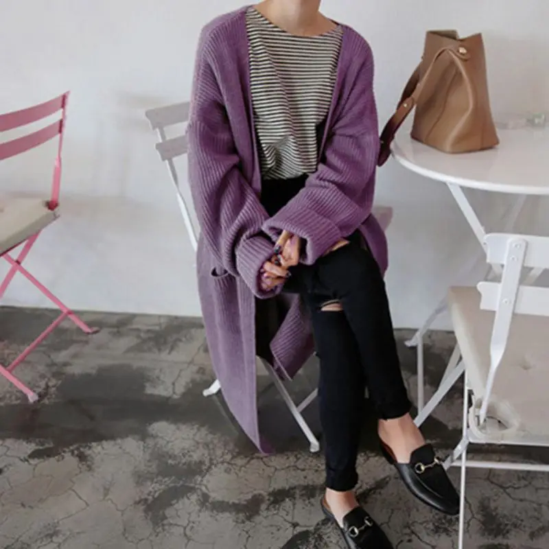 

Women Casual Open Front Long Sleeve Knit Cardigan Sweater Coat Loose Jacket Warm