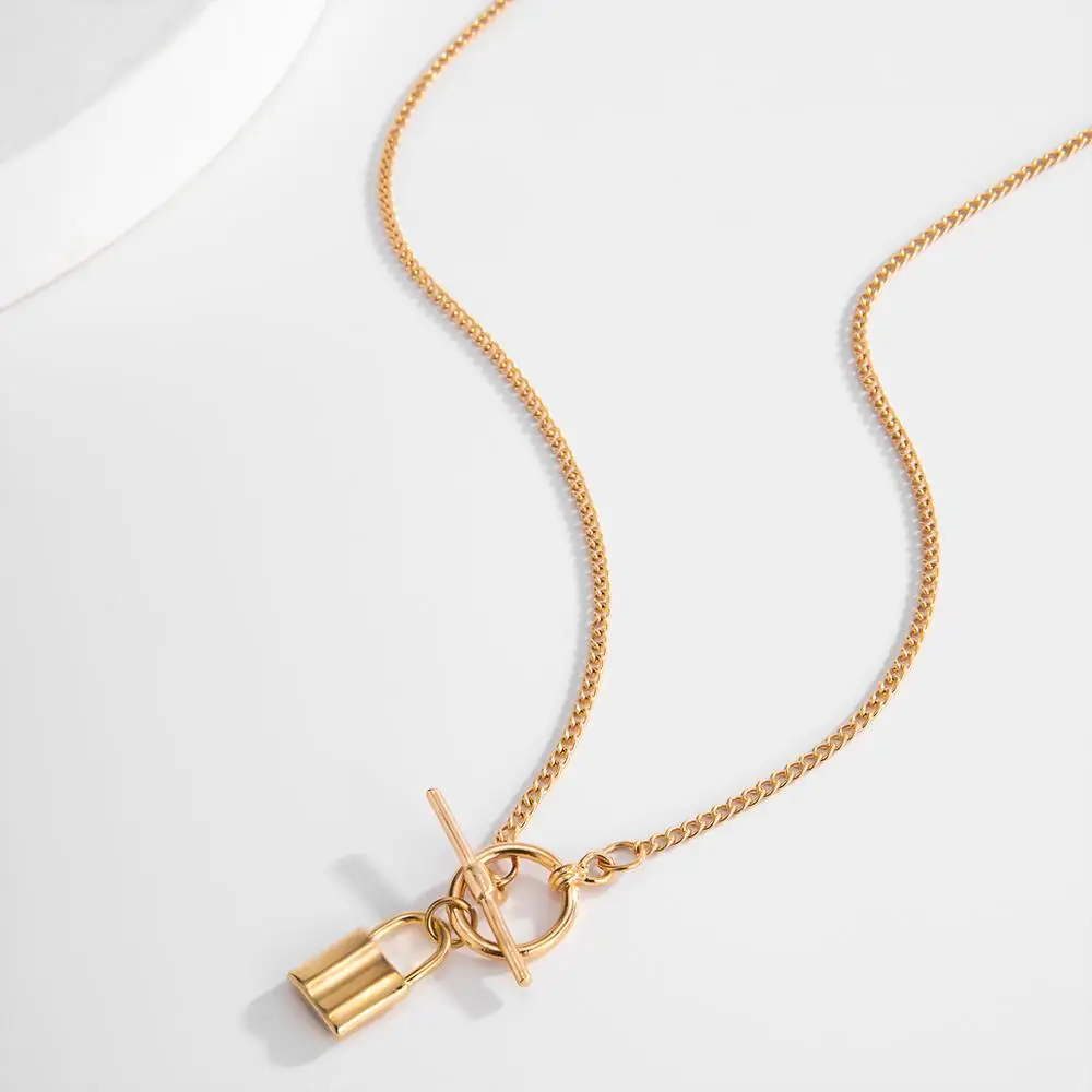 

SHIXIN Rock Choker Lock Necklace For Women Punk Long Chain On The Neck With Lock Jewelry Padlock Pendants Necklaces 2020 Fashion