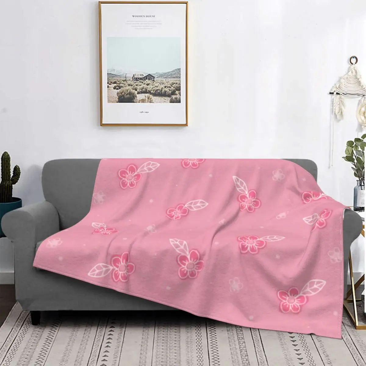 

Manta de flores de color rosa, mantas modernas de lana de Coral súper suave y transpirable para dormitorio, envío gratis