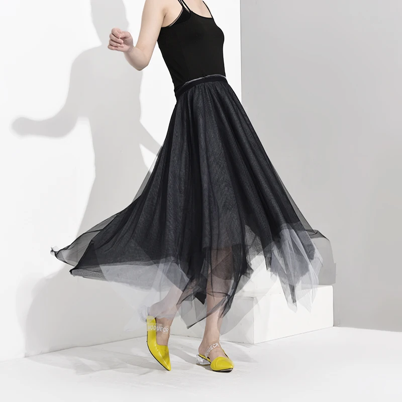LANMREM Spring Autumn 2020 Patchwork High Waist Women Ball Gown Skirt PUNK Irregular Female Fashion Bottoms TB22701|Женские юбки| |