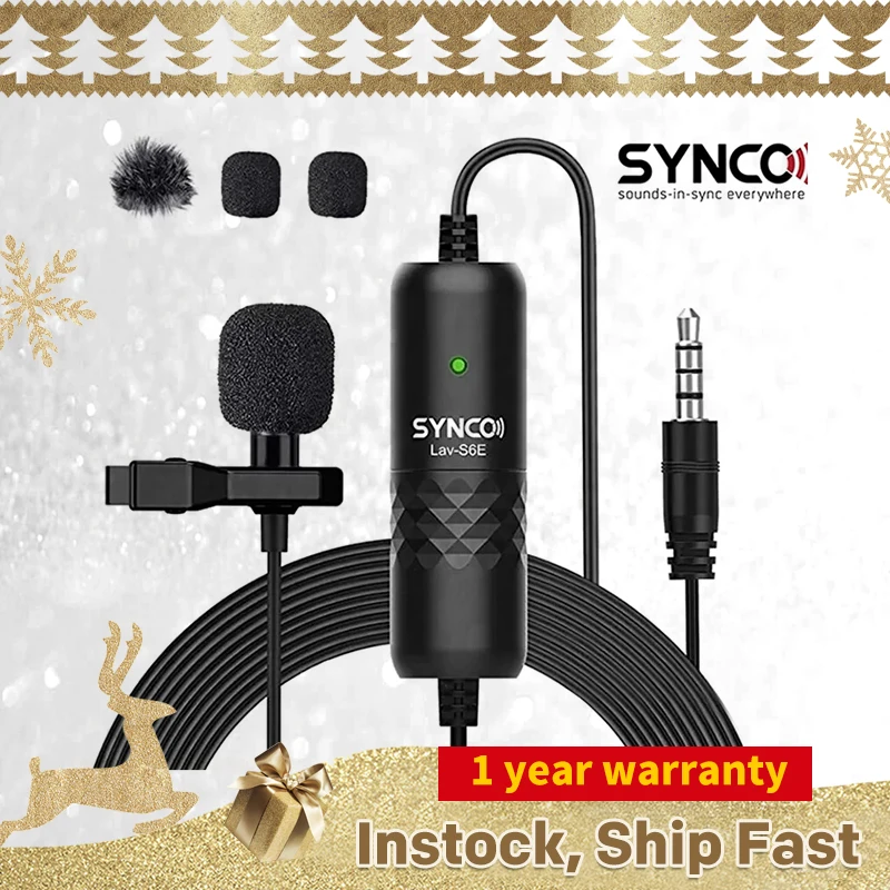 Всенаправленный конденсаторный микрофон SYNCO Lav S6E шнур 6 м смартфон iPhone