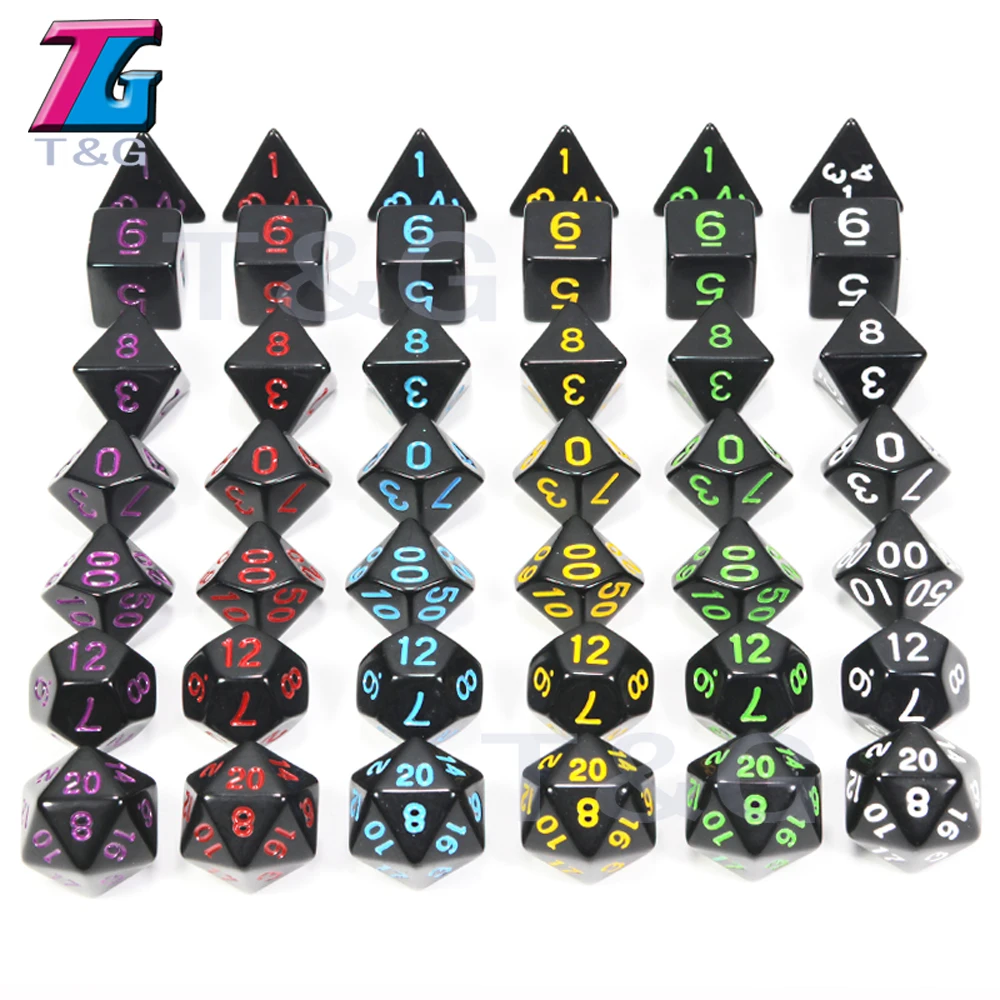 Оптовая продажа 7 шт./лот набор костей Polyhedral D4 D6 D8 D10 % D12 D20 красочные аксессуары для
