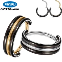 g23 titanium piercing earrings 16g 3 tier stacked clicker ring septum daith cartilage helix hinged segment perforated jewelry