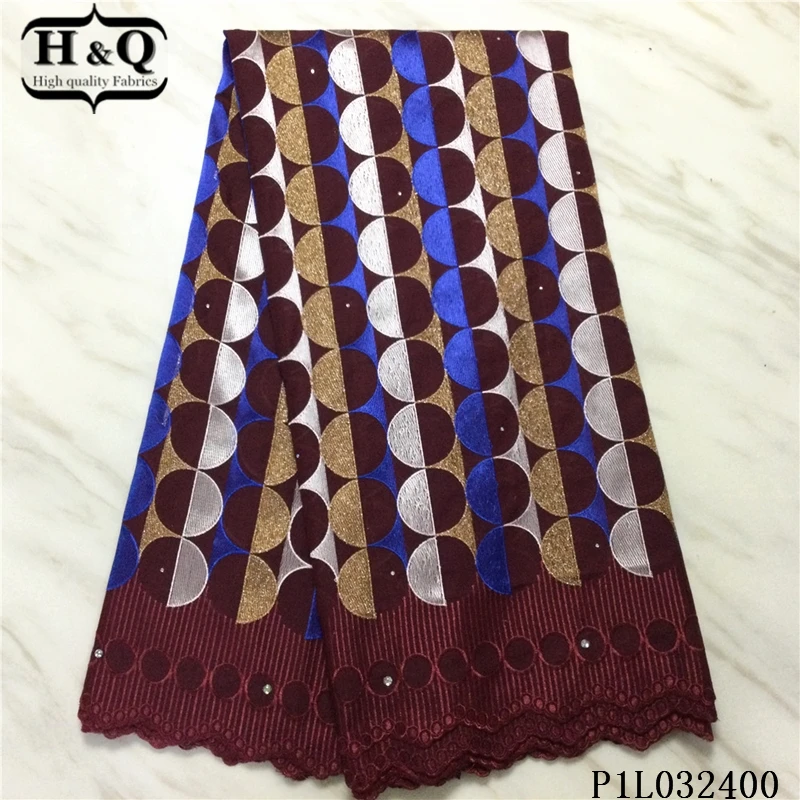 

H&Q fashion swiss cotton fabric with stones and rhinestones newest french dry lace embroidered african voile for wedding sewing