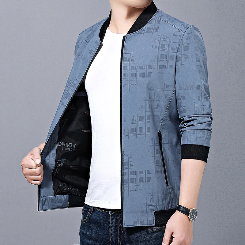 

Latest Design Fashion Male Jacket Plus Size 4XL Casual Men Slim Fit Stand Collar Zipper Jacket