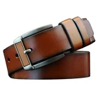 Ремень мужской из пояс с пряжкой для джинсов воловьей кожи, черный, размер 95-125 см