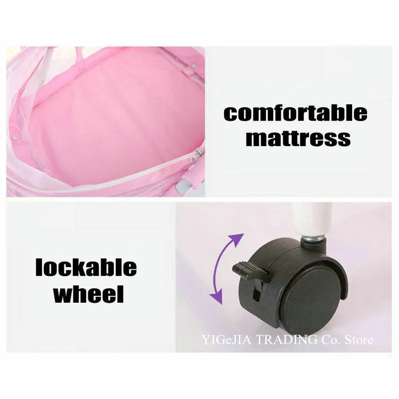 Складная детская кровать с москитной сеткой портативная качалка колыбель 4