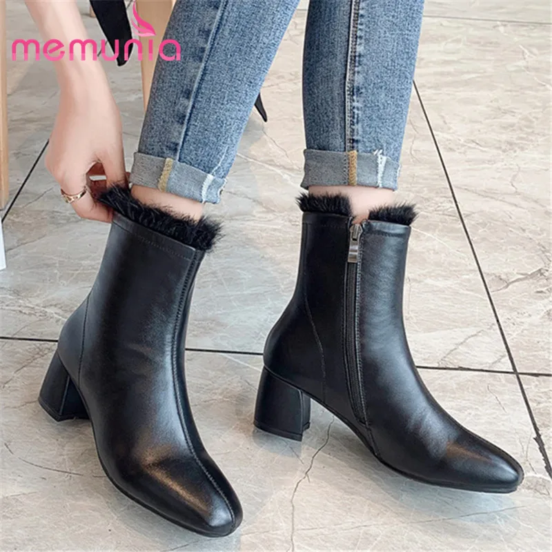 MEMUNIA/Новое поступление 2020 года Женские ботильоны из натуральной кожи Сезон осень