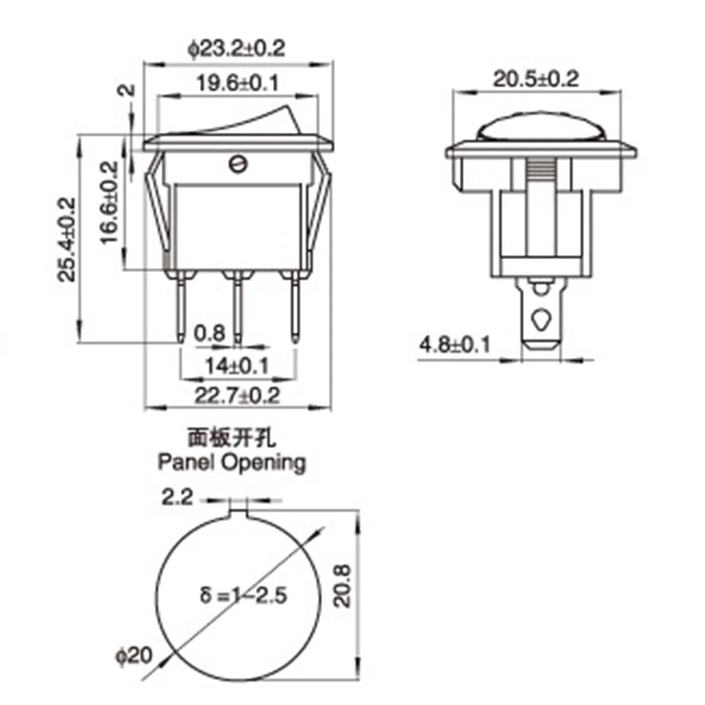 Вкл/Выкл Круглый тумблер Точечный светильник Светодиодная подсветка для