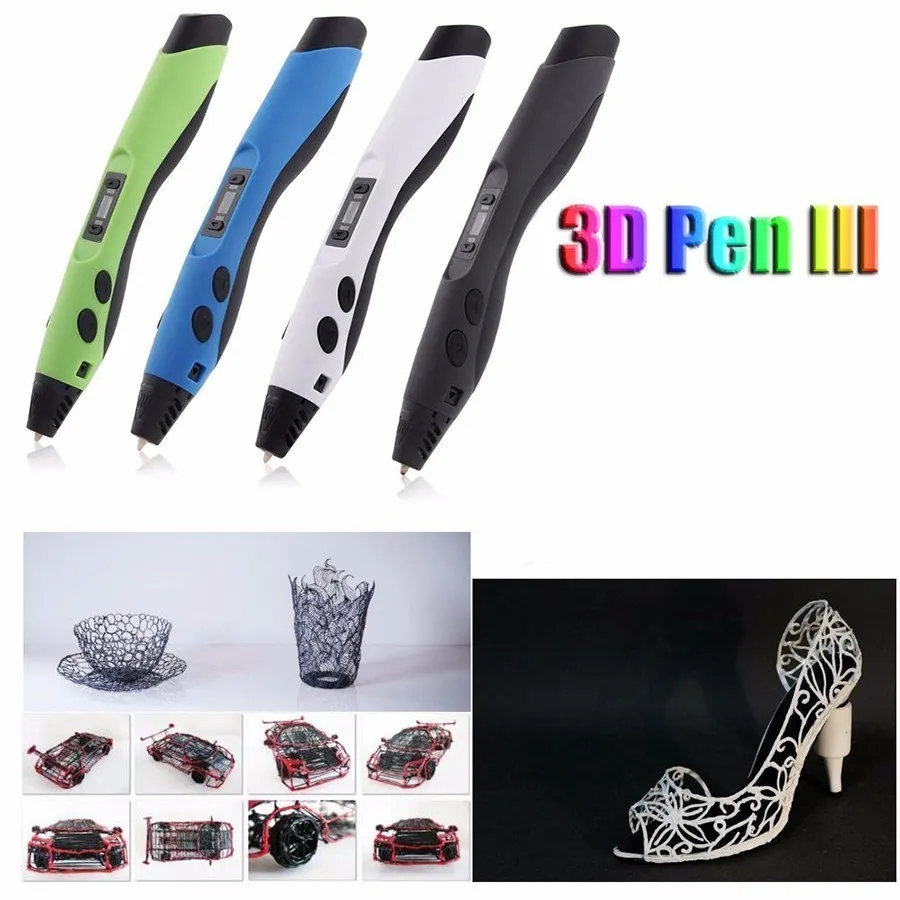 SL-300 ручка для 3D печати 1,75 мм ABS PLA 2 типа нити 3d ручки для рисования с нитью светодиодный дисплей для создания детей