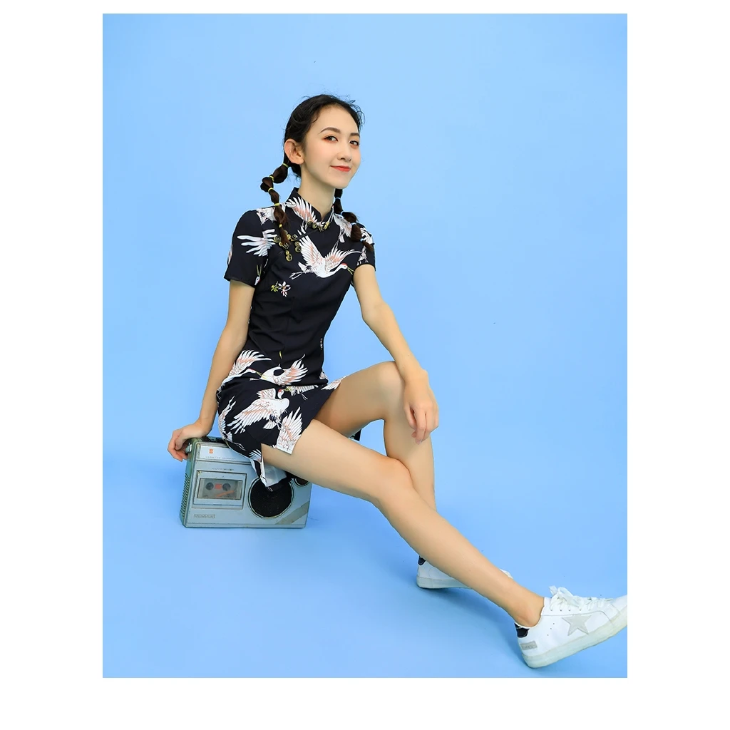 

Daily Girl Of New Style Cheongsam Improvement Dress Chinese Style Black