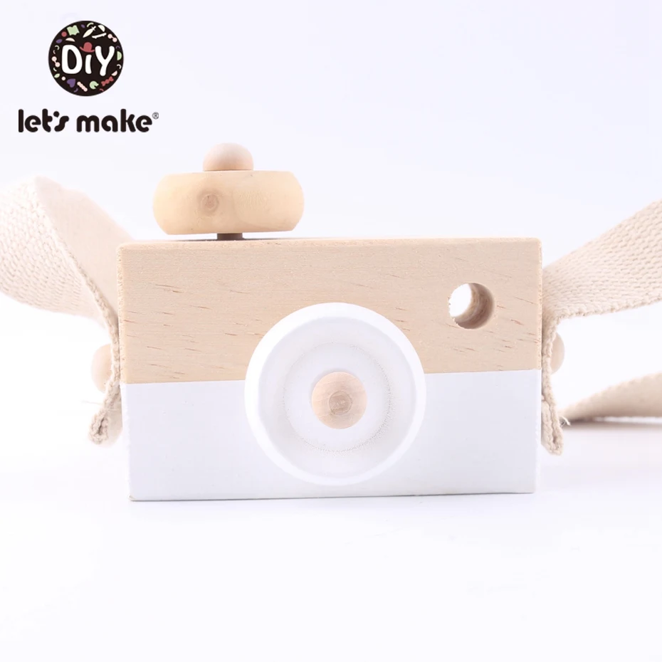 Let'S Make 1Pc Wooden Baby Toys Fashion Camera Wood Pendants Montessori Toys For Kids Wooden Diy Present Nursing Gift Baby Block - Цвет: 1
