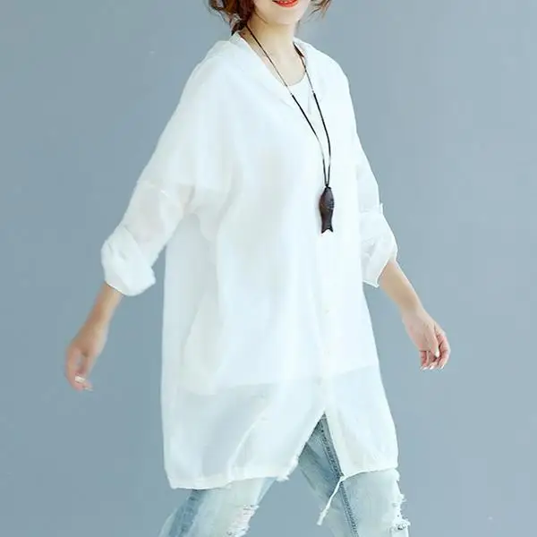 Женский однобортный Кардиган с капюшоном свободный однотонный длинным рукавом