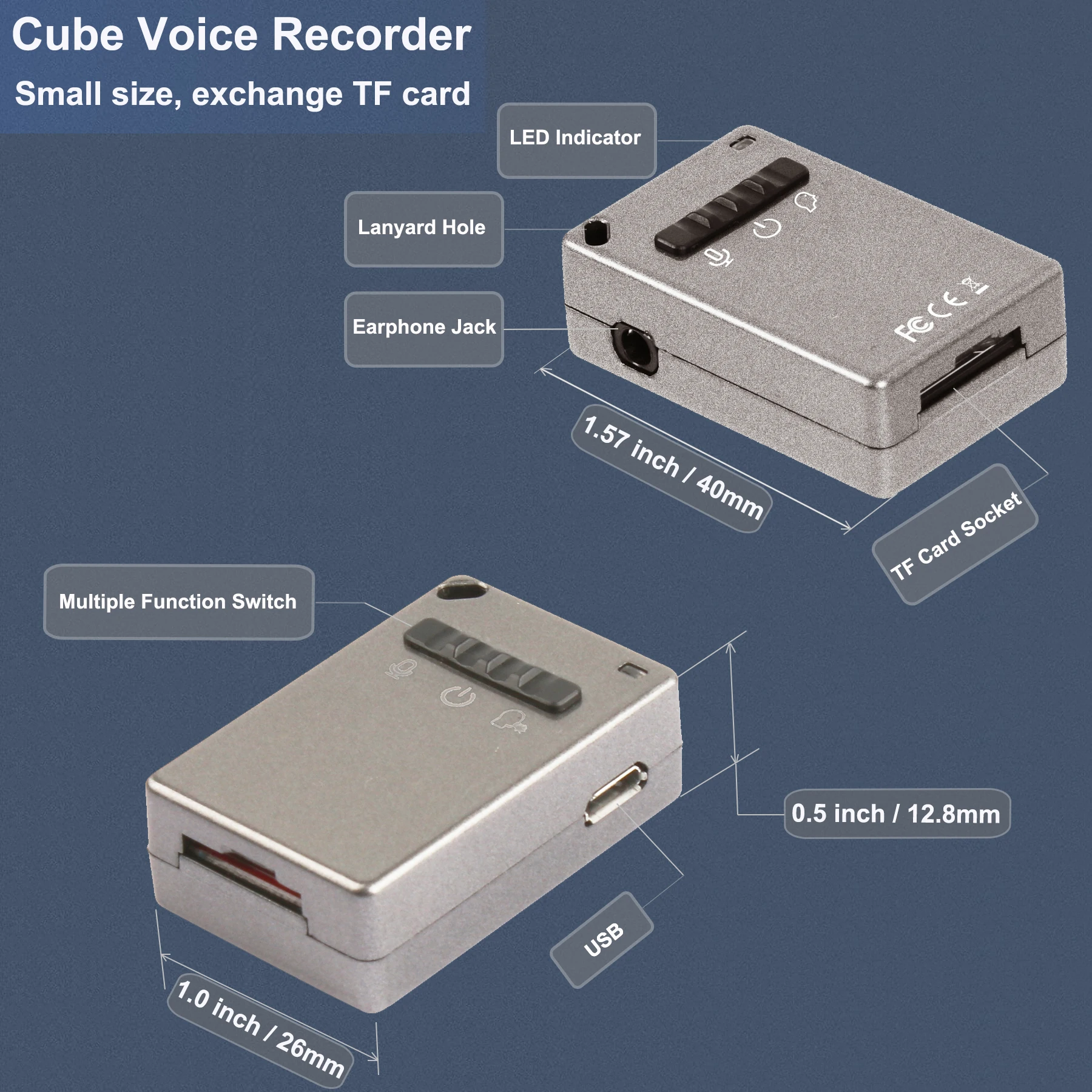 

Digital Voice Recorder, Activated Audio Recorder Playback by 3.5mm Plug Earphone-12 Hours Recording 16GB Memory