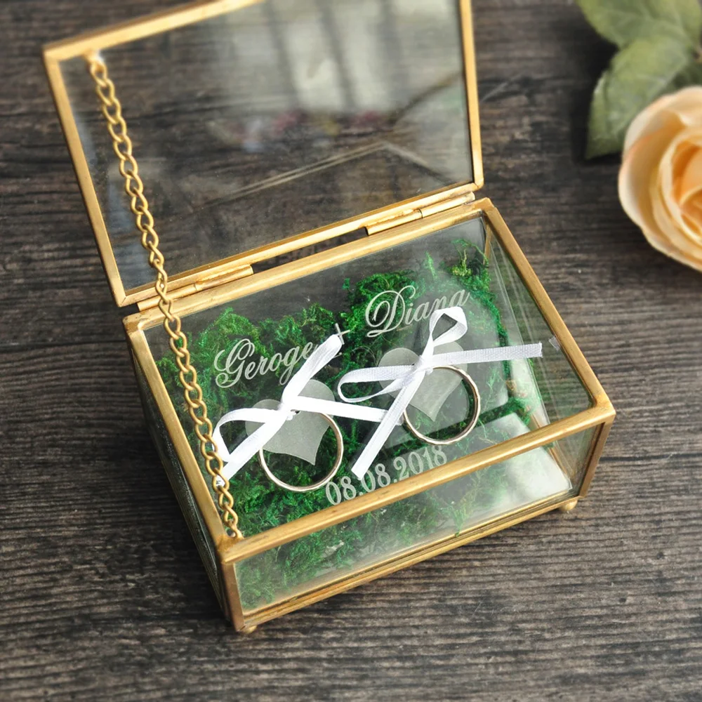 Caja rustica del portador anillo de boda caja geometrica sostenedor cristal la anillo|Украшения своими руками для