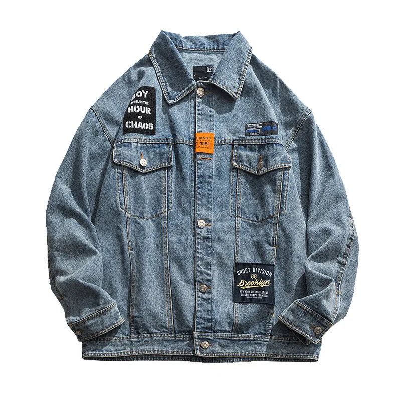 

2021 Spring and Autumn New Denim Jacket Men's Popular Logo Jacket Loose European Street Fashion Denim Jacket