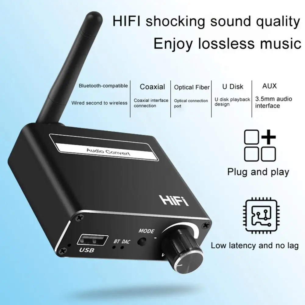 Аудиоконвертер 3-в-1 совместимый с Bluetooth цифро-аналоговый коаксиальный