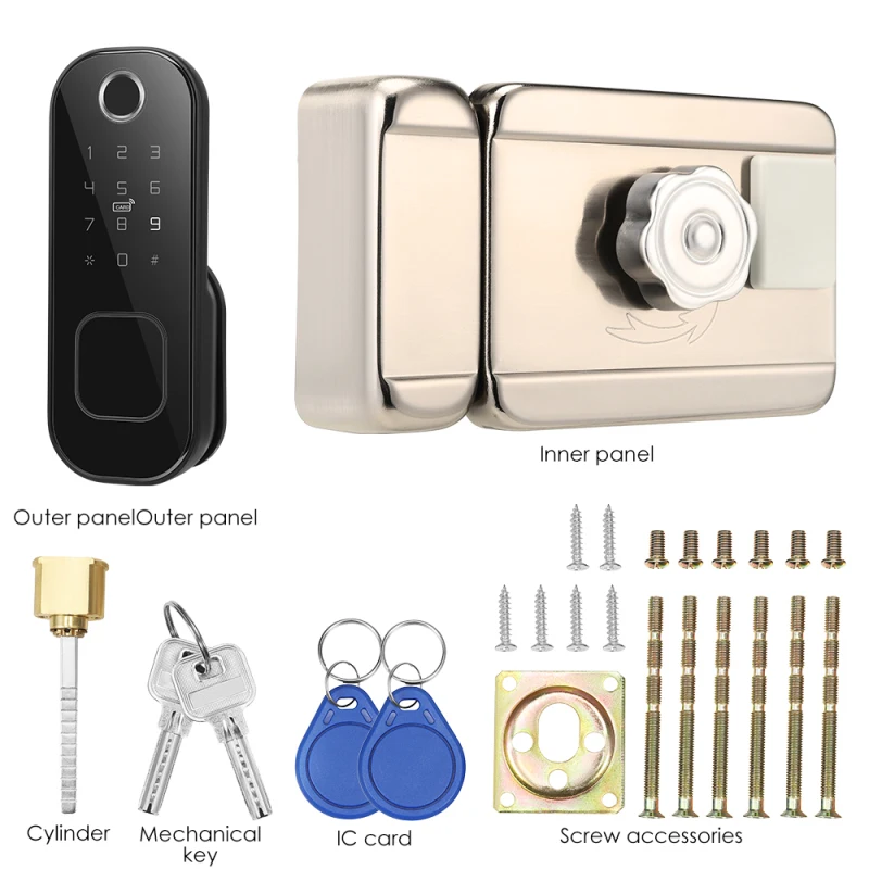

Smart Lock 5 In 1 Keyless Fingerprint Door Lock With Touch Screen WiFi APP/biometrics/password/card/key Suitable For Apartment