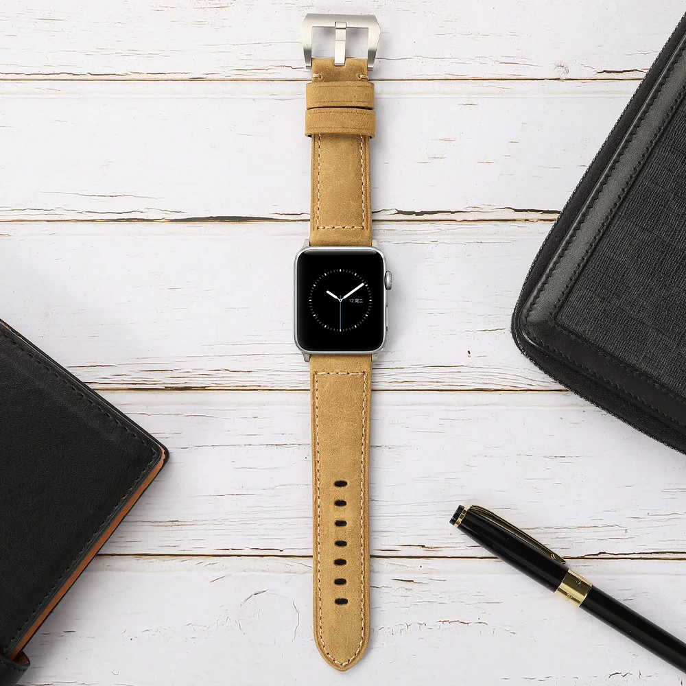 CHIMAERA ремешки для Apple Watch кожаный ремешок для наручных часов Iwatch серии 1/2/3/4 ремешок 38 мм 40 мм 42 44 мм адаптеры для сим-карт Спорт