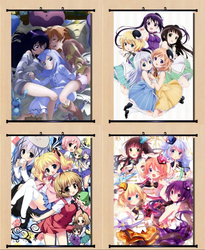 В Японии заказ кролик? Мультфильм Аниме печатный плакат свиток картина косплей